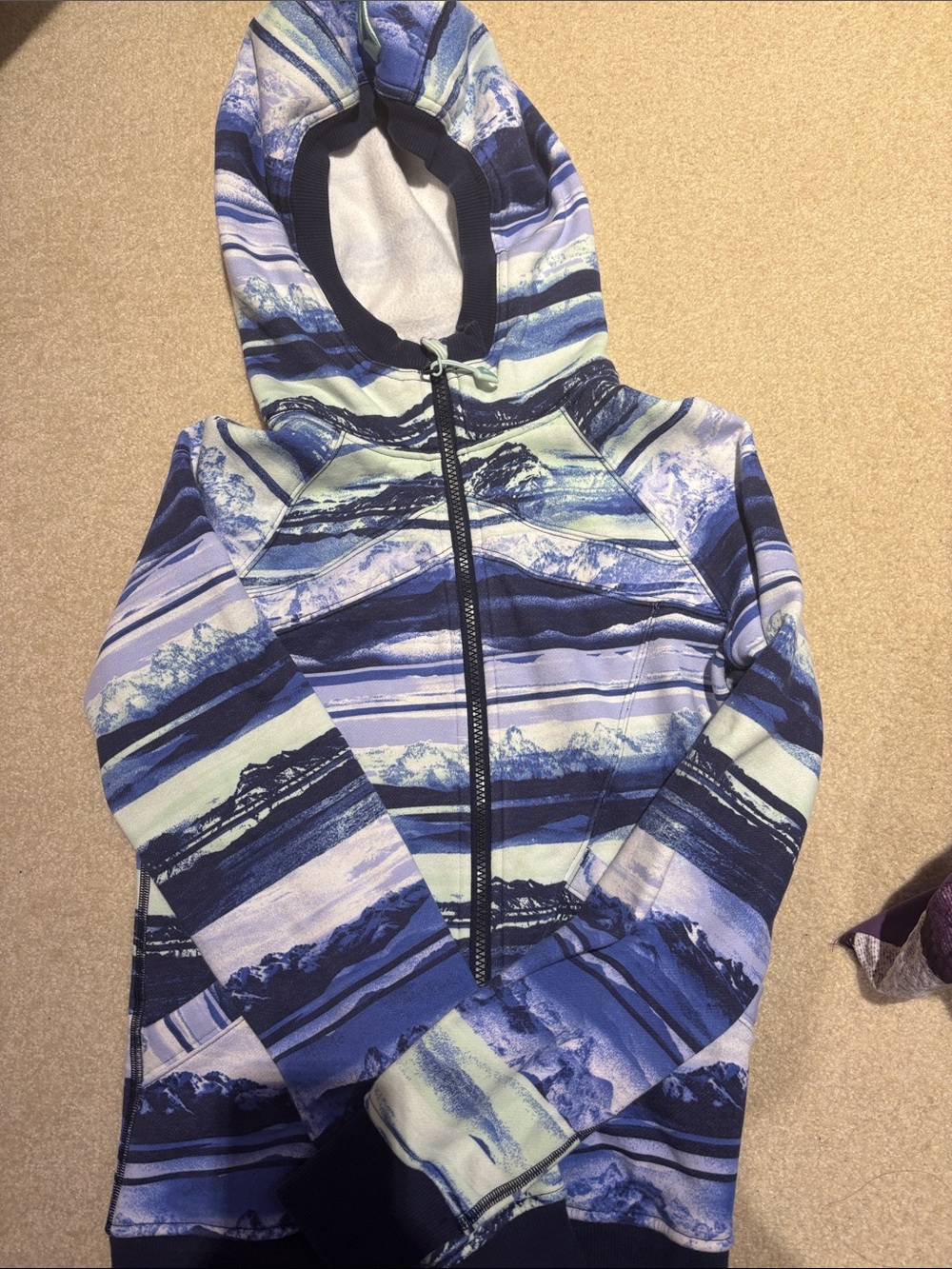 Ivivva Girls Blue Striped Hooded Zip-Up Sweatshirt